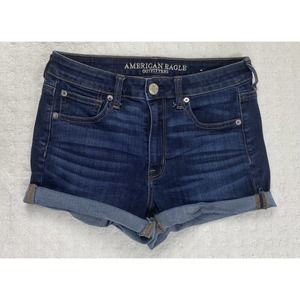 American Eagle Shorts Womens 6 Blue Denim Jeans Hi‎ Risse Shortie Super Stretch